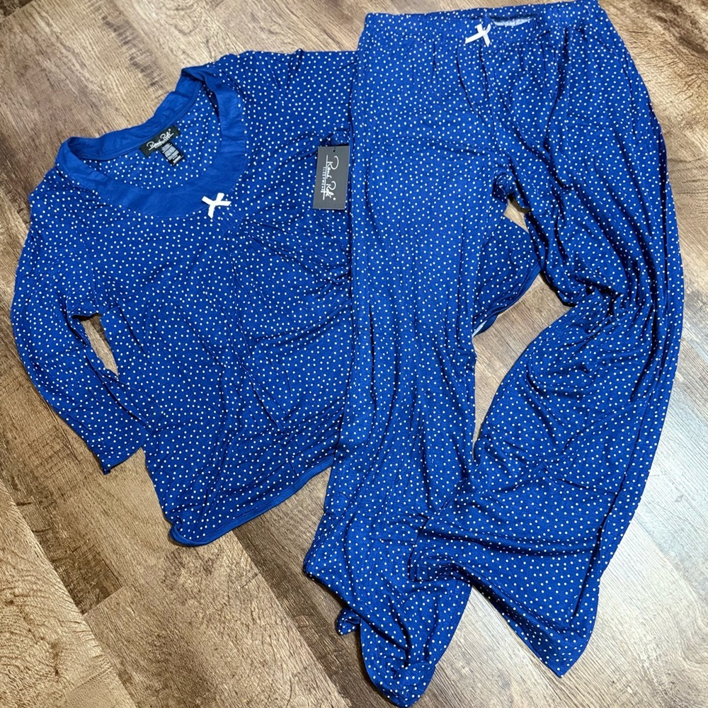 Rene Rofe Blue Polka Dot Pajama Set